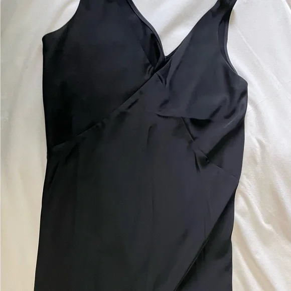 target black satin dress Asymmetrical Sleeveless Maxi Dress with Ruffles main image 1